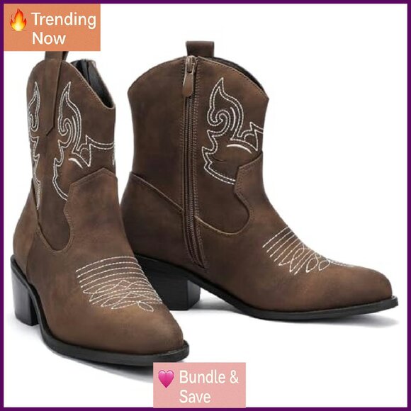 Wide Width Chelsea Boots Women Ankle Low Heel Lug Sole Western Booties - Picture 7 of 8